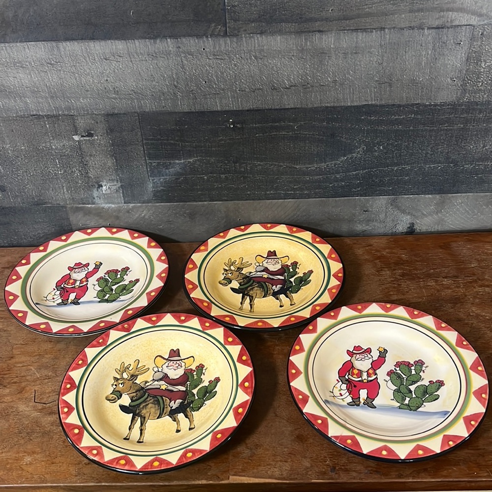 4 Cowboy Santa Side Plates